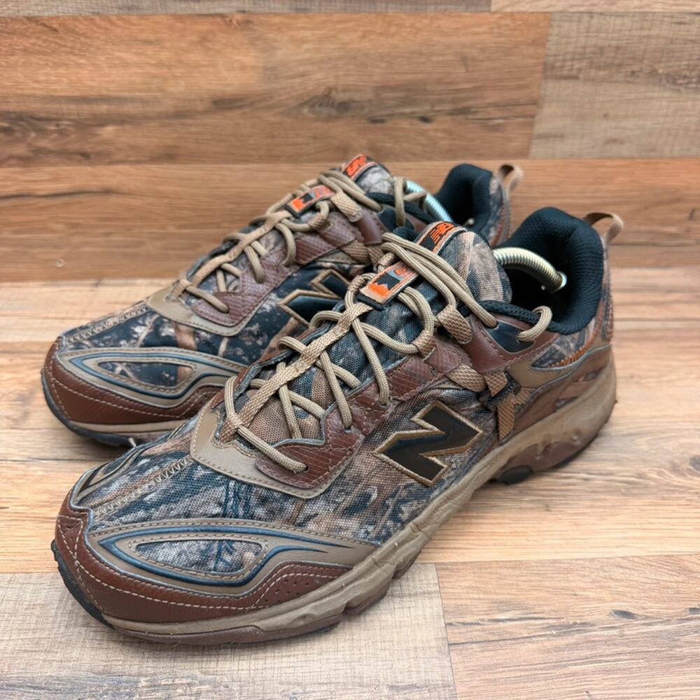 New Balance 608 Shoes mens Size 9.5 2E Camo Hiking Hunting Orange Brown